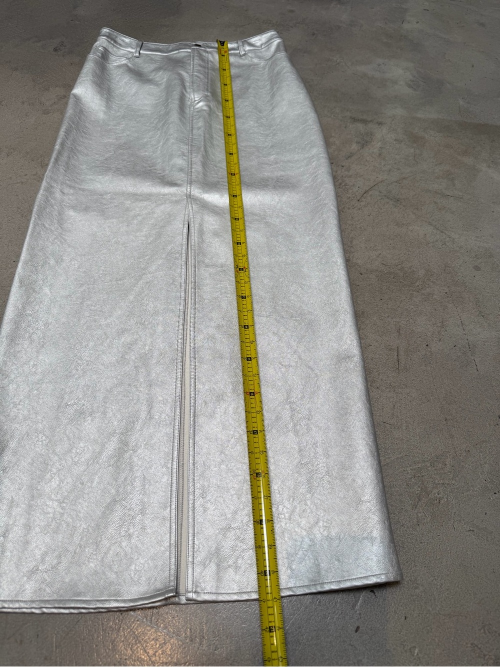 Wayf Metallic Silver Maxi Skirt with Front Slit - Picture 9 of 10